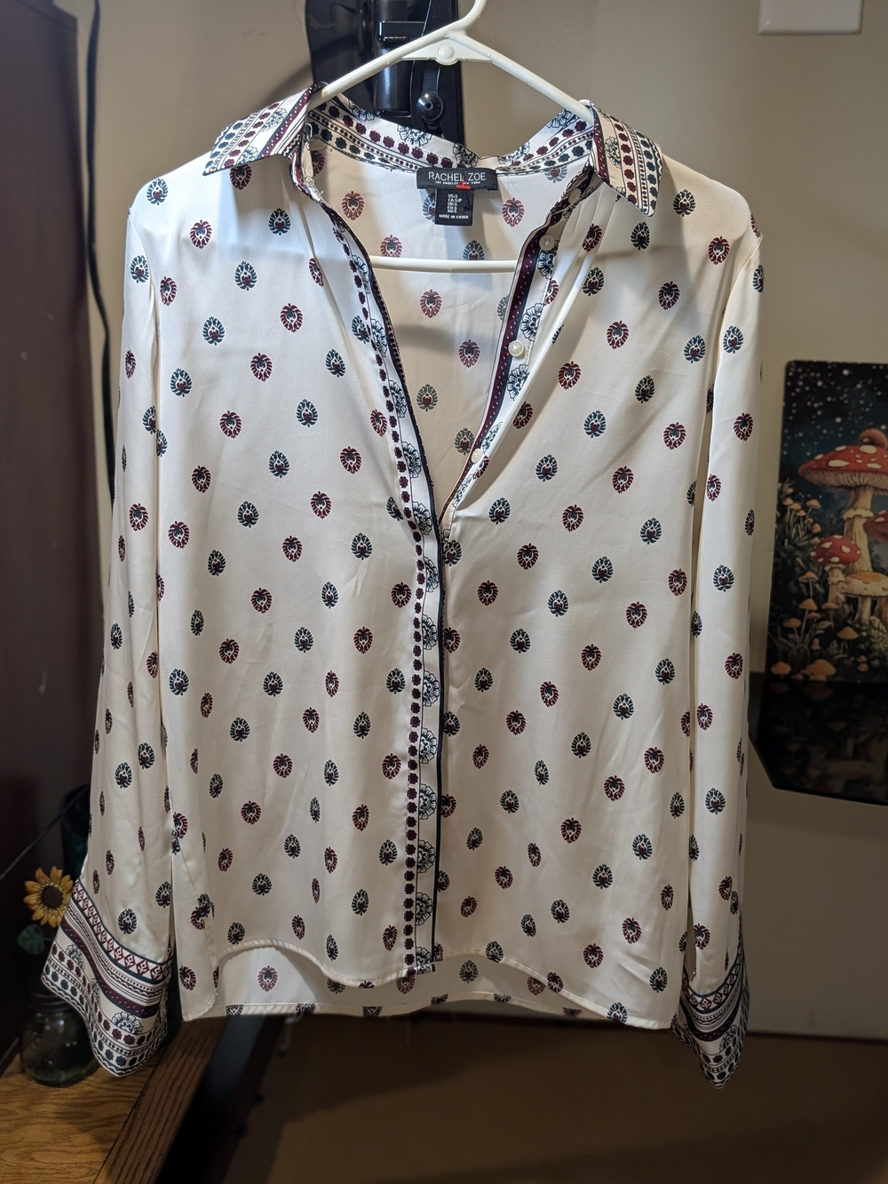 Rachel Zoe Women's Cream Printed Button-Up Blouse